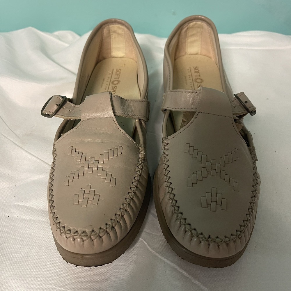 Soft Spots‎ Bonnie Lite Taupe Leather Loafers Shoes, Comfort Shoes Sz 8.5 S-381